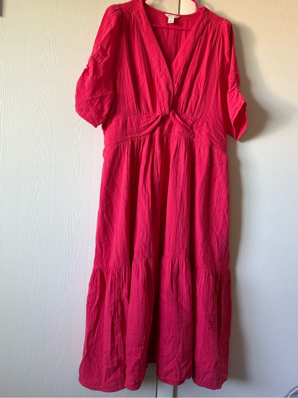 Caslon Hot Pink V-Neck Twist Front Tiered Maxi Dress XXL